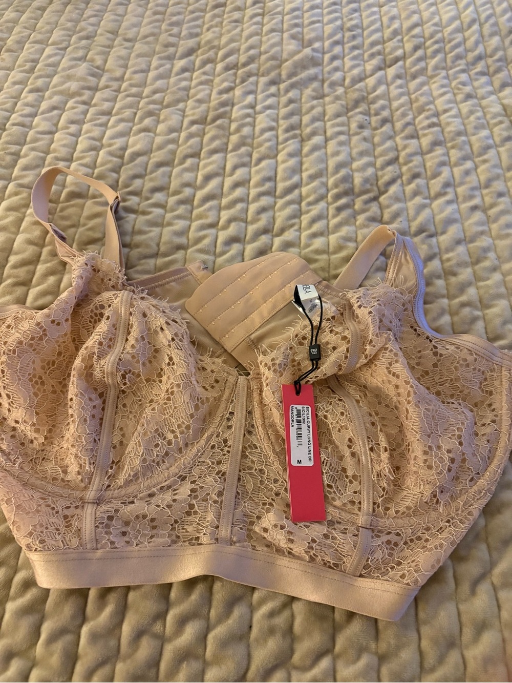 Cosabella Lace Longline Bralette in Nude Blush Sicilia Curvy never worn